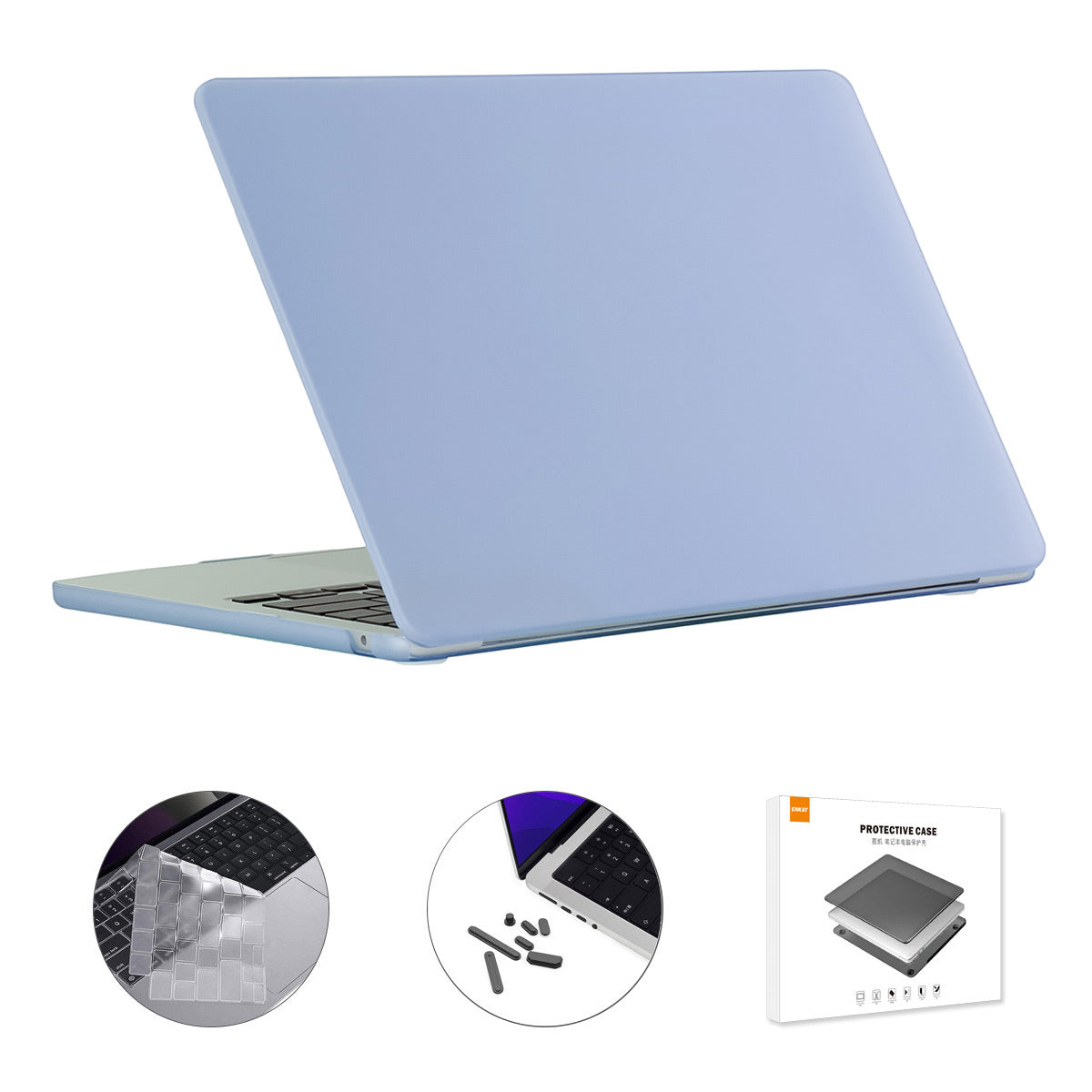For Macbook Air 15 inch (2023) A2941 (EU Version) Matte Laptop PC Case with TPU Keyboard Film + Dust-Proof Plugs - Purple / Blue For Macbook Air 15 inch (2023) A2941 (EU Version) Matte Laptop PC Case with TPU Keyboard Film + Dust-Proof Plugs - Purple / Blue